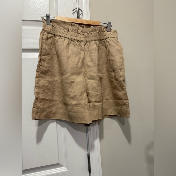 THE DROP Tan High Waist Relaxed Fit Shorts - Picture 6 of 7